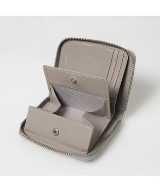 UNBILLION ペルケ perche / ボタニカルフラワー刺繍ラウンドパームフィットウォレット ライトグレー