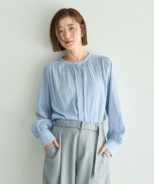 YECCA VECCA ギャザーブラウス Light Blue