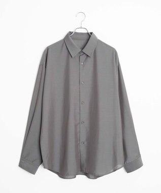 WEGO 【ユニセックス着用ITEM/SMLサイズ展開/冷房対策/紫外線対策】シアーBIGシャツ ダークグレー