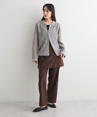 CRAFT STANDARD BOUTIQUE レース編みポロカーディガン Gray