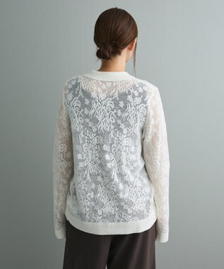 CRAFT STANDARD BOUTIQUE レース編みポロカーディガン White
