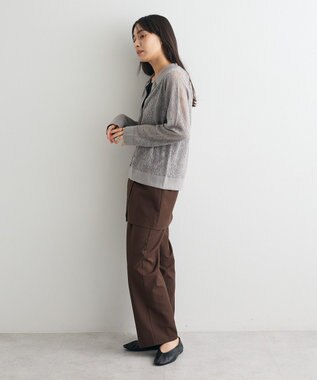 CRAFT STANDARD BOUTIQUE レース編みポロカーディガン Gray