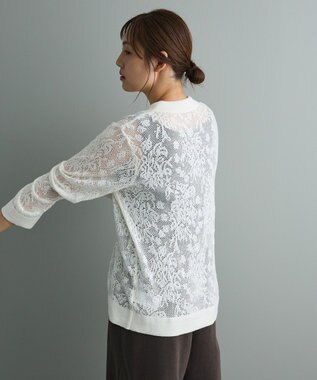 CRAFT STANDARD BOUTIQUE レース編みポロカーディガン White