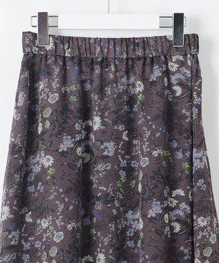 自由区 【セットアップ対応・洗える】ボタニカルフラワープリントティアード スカート セピア系