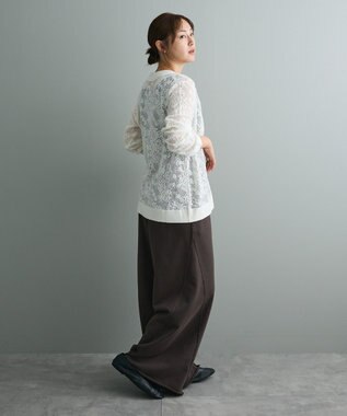 CRAFT STANDARD BOUTIQUE レース編みポロカーディガン White