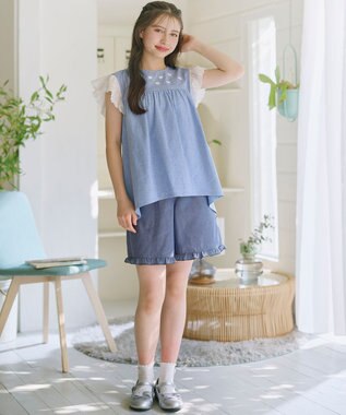 組曲 KIDS 【150-160㎝】 フリルヘムショートパンツ ネイビー