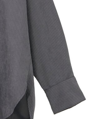 Green Parks シルキータッチストライプシャツ Charcoal Gray