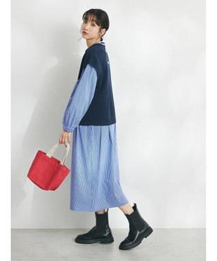 CRAFT STANDARD BOUTIQUE 【洗える】ニットベスト+シャツワンピース-SET Navy
