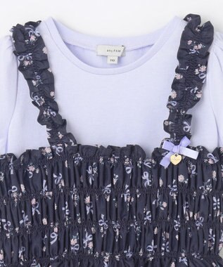 ANY KIDS フラワー×リボン ビスチェ付きTシャツ ネイビー