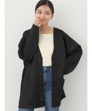 earth music&ecology ヘリンボーン調Ｖネックカーディガン Black