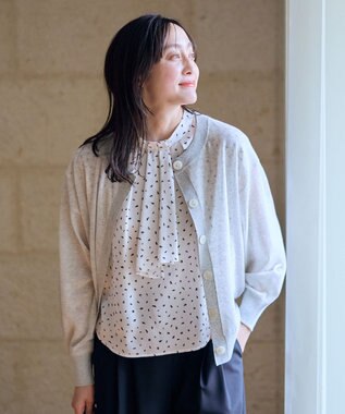 ANY L 【洗濯機可/アンチピリング/接触冷感】シアークルーネックカーディガン グレー