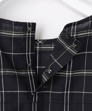 J.PRESS LADIES 【一枚で着映え】キュプラチェック  5分袖 ブラウス ネイビー系