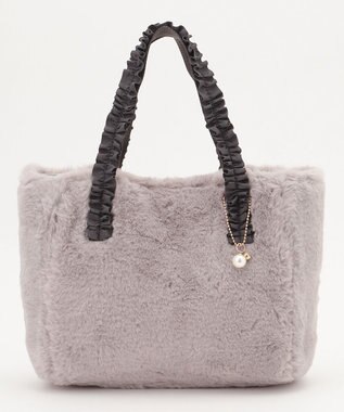 ANY SIS フリルハンドルフェイクファー バッグ グレー