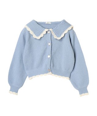 earth music&ecology フリルカラーカーディガン Blue