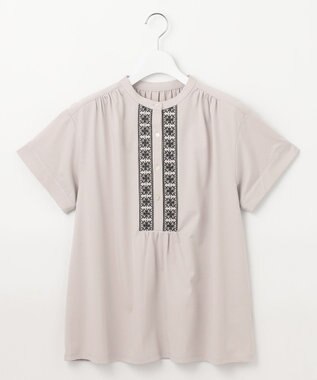 J.PRESS LADIES エンブロイダリージャージー カットソー ライトグレー系