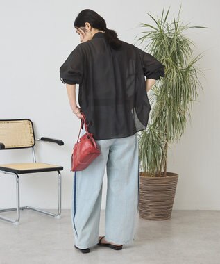 AMERICAN HOLIC ウエストタックシアーストライプシャツ Black