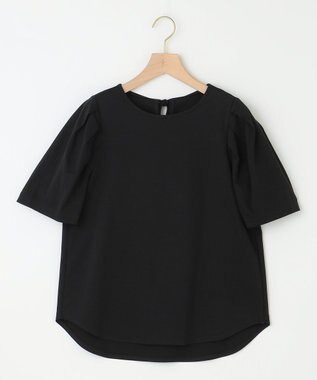 組曲 S 【洗える・接触冷感】タックスリーブポンチ カットソー ブラック系