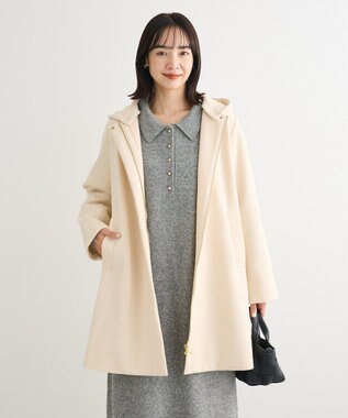 Green Parks ２ｗａｙフード取り外しＡラインコート Off White