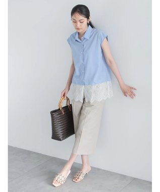 Te chichi レースヘムドッキングシャツ ブルー