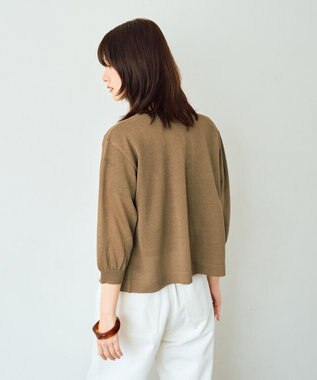 YECCA VECCA ノーカラー7分袖ポケットカーディガン Dark Beige