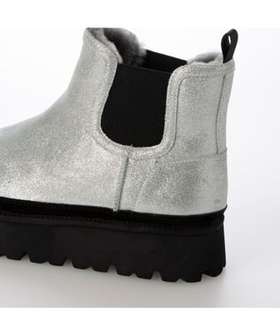 MODE ET JACOMO <carino>本革ムートン　サイドゴアショートブーツ シルバー