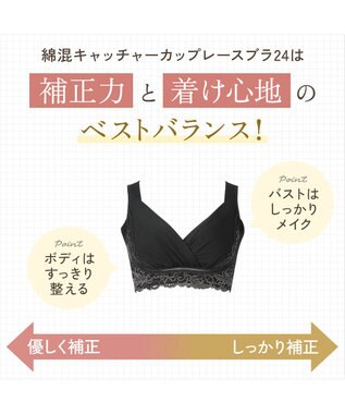 BRADELIS New York 【BRADELIS NewYork peace】綿混キャッチャーカップレースブラ24 ブラデリス ノンワイヤー 補正ブラジャー ブラック
