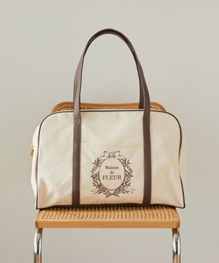 Maison de FLEUR キャンバスキャリーオンボストンバッグ Brown