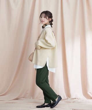 Tiaclasse 【洗える】裏ベロアジョーゼットジョグパンツ カーキ