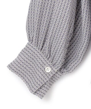 23区 L 【洗える】ヴィンテージ プリント ピンタック ブラウス サックスブループリント