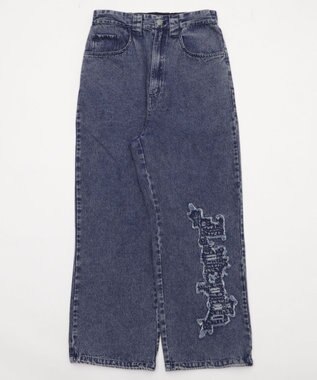 WEGO 【ユニセックス着用YD/ウエスト調整可/MLサイズ展開】グラフィックデニムパンツ デニム中濃加工色