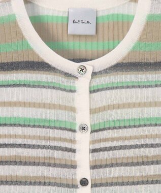 Paul Smith ラメボーダー リブ カーディガン ミントグリーン