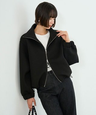 UNFILO L 【野呂佳代さん着用】BEAUTY FORM JERSEY+ ZIPブルゾン 【WEB限定】ブラック