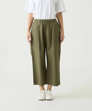 caqu color linen wide cropped コットンリネンクロップド丈ワイドパンツ olive