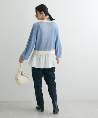 Green Parks 配色リブドッキングチュニック Blue