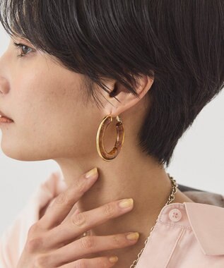 AMERICAN HOLIC 【ステンレス】トートイズライクフープピアス Brown