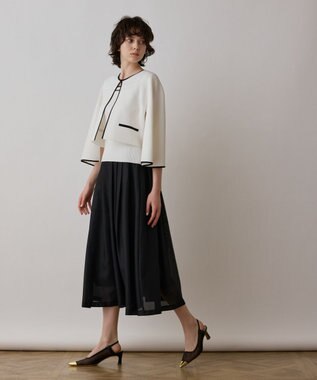 GRACE CONTINENTAL バイカラースリットニットカーディガン ホワイト