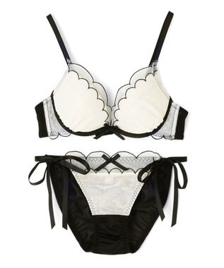 San-ai Resort（三愛水着楽園） シアードットチュール　ブラジャー＆ショーツセット【northerly】 BK×WH
