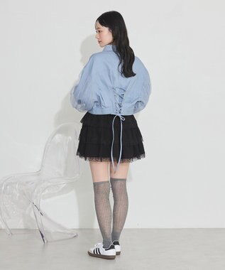 earth music&ecology ティアードレースミニスカート Black