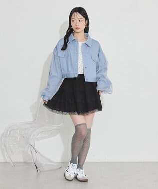 earth music&ecology ティアードレースミニスカート Black