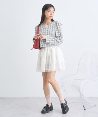 earth music&ecology ティアードレースミニスカート White