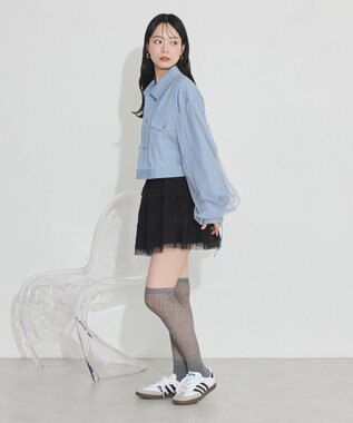 earth music&ecology ティアードレースミニスカート Black