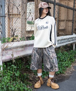 WEGO 【ユニセックス着用ITEM/MLサイズ展開】ラインスリーブゲームT（LS） ホワイトアイボリー