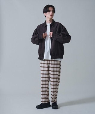 WEGO チェックテーパードスラックス ベージュチェック1