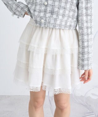 earth music&ecology ティアードレースミニスカート White
