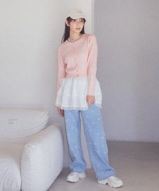 earth music&ecology ティアードレースミニスカート White