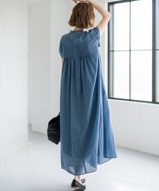 23区 【一部店舗限定/接触冷感/洗える】ラミータンブラー フレンチスリーブ ワンピース ダルブルー系