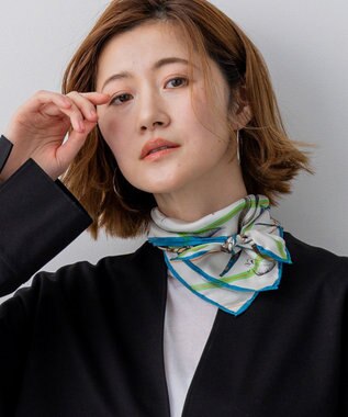23区 manipri コラージュボタニカルフラワー シルク スカーフ
