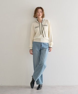 YECCA VECCA 配色ボウタイニット Ivory