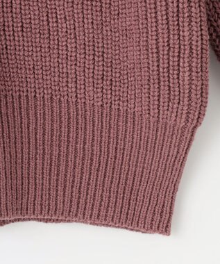 Feroux 【洗える】サイドケーブルバルキー カーディガン ピンク系