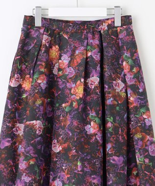 自由区 【カトリエムブーケ】フラワープリントフレアスカート ボルドー系